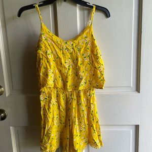yellow and green ruffled flower romper